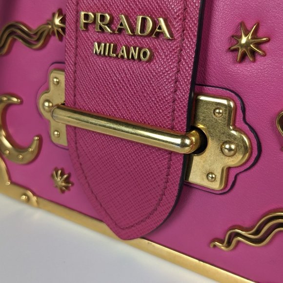Prada Dark Pink Leather Astrology Small Cahier Crossbody Bag - Picture 4 of 10